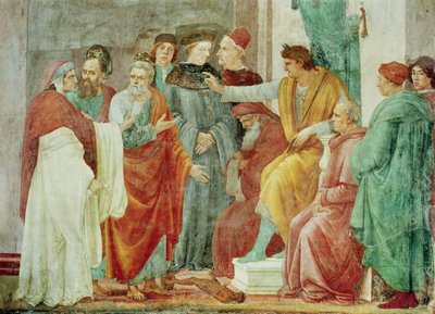 The Dispute with Simon Mago (Nero Enthroned), lower tier of the wall to the right of the altar by Filippino Lippi